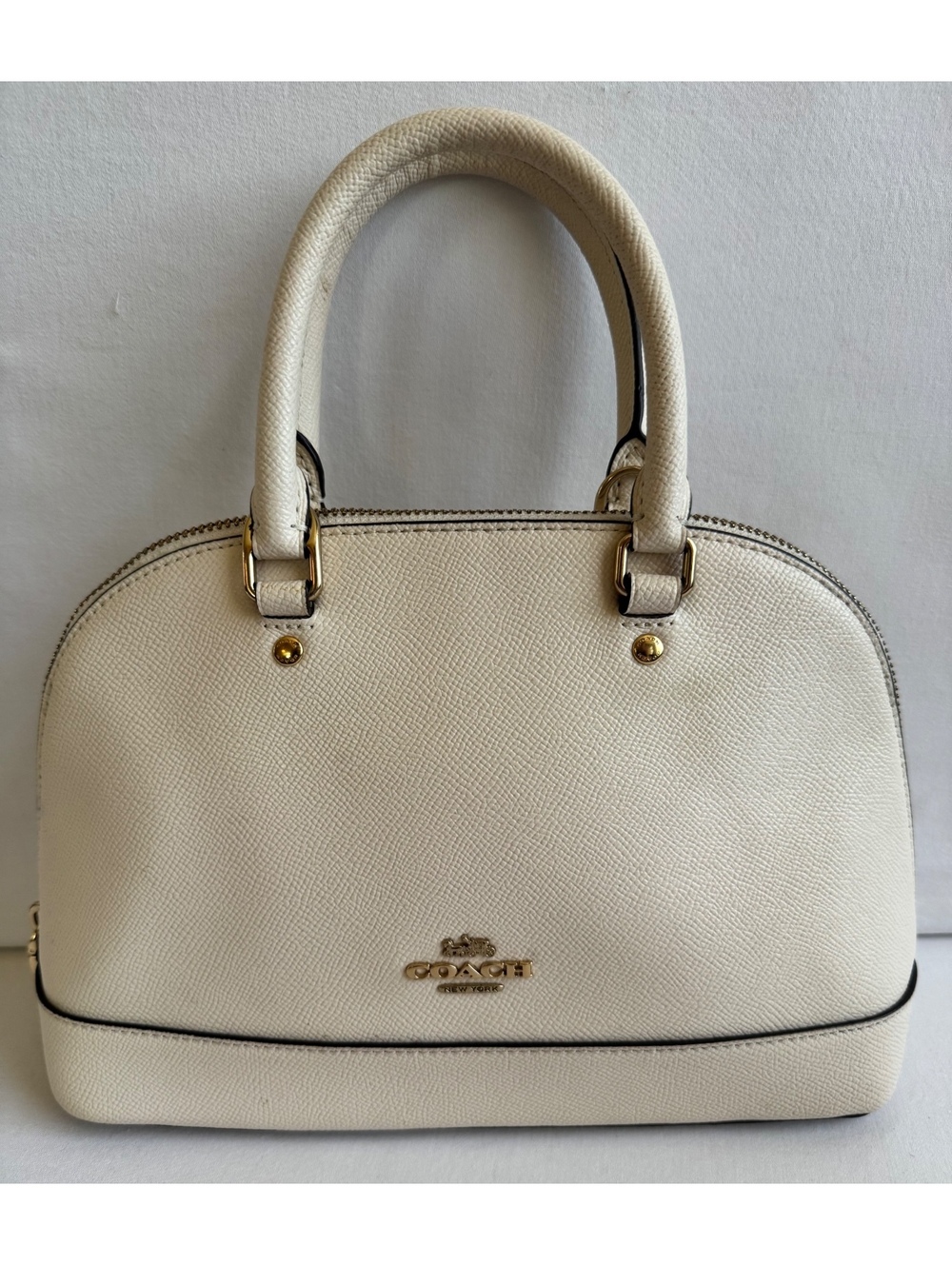 Coach Nolita Satchel 36392 Stone Ivory Crossgrain Leather Top Handle Crossbody